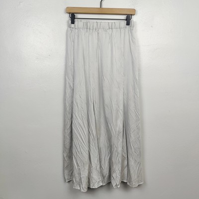 Framework Japan Skirt Womens 36 Small Silver Light Gray Cupro Satin Midi Pull On