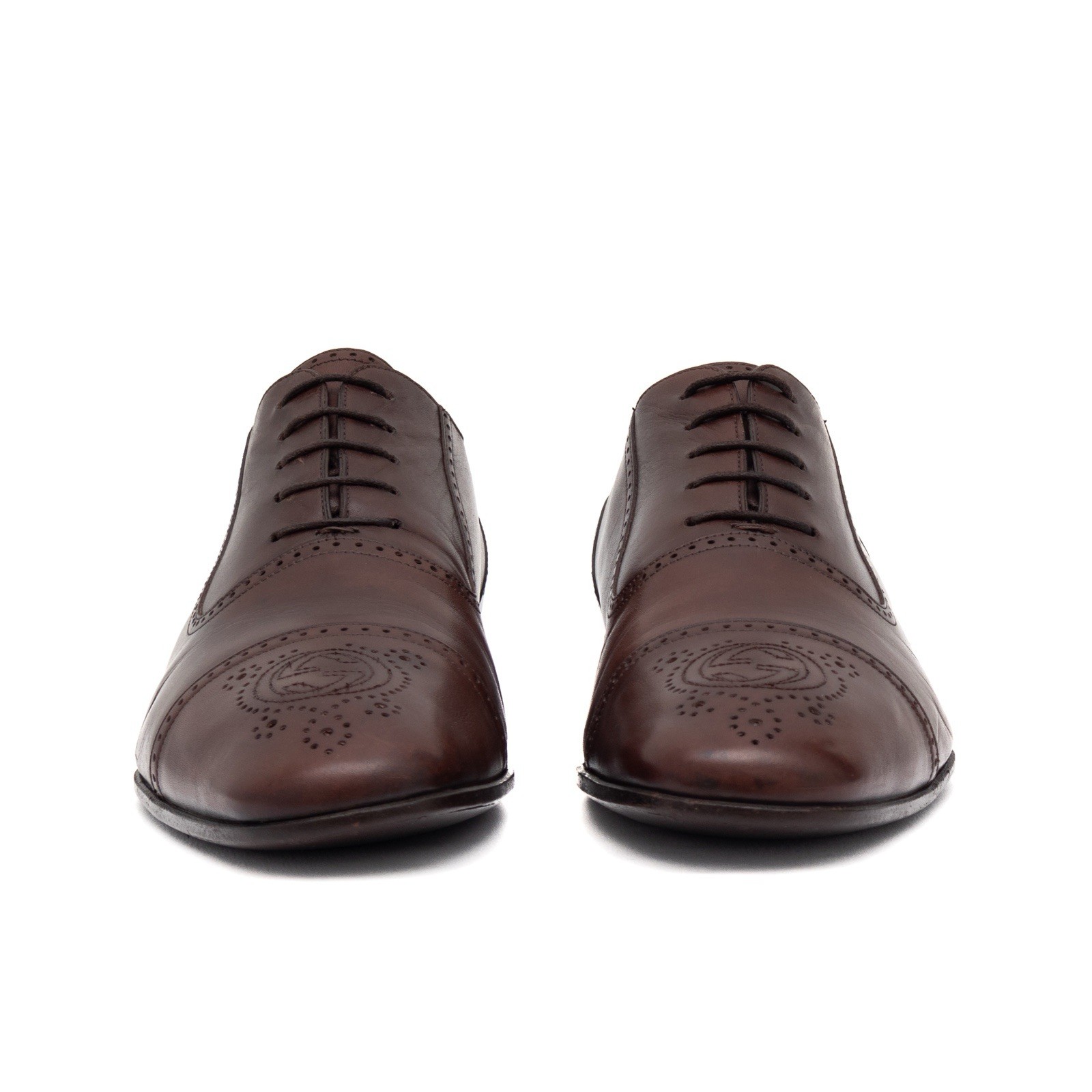 GUCCI Cap Toe Brogued GG Interlocking Oxfords Bro… - image 12