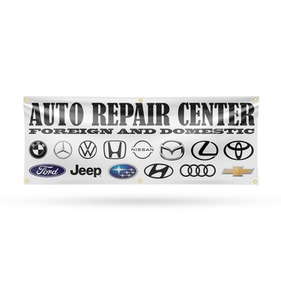 Signmission Auto Repair Center Foreign And Domestic Banner Sign 24 X 72 13 Oz