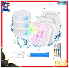 New 4 Pack Rechargeable Submersible Pool Lights LED Remote 16 Colors