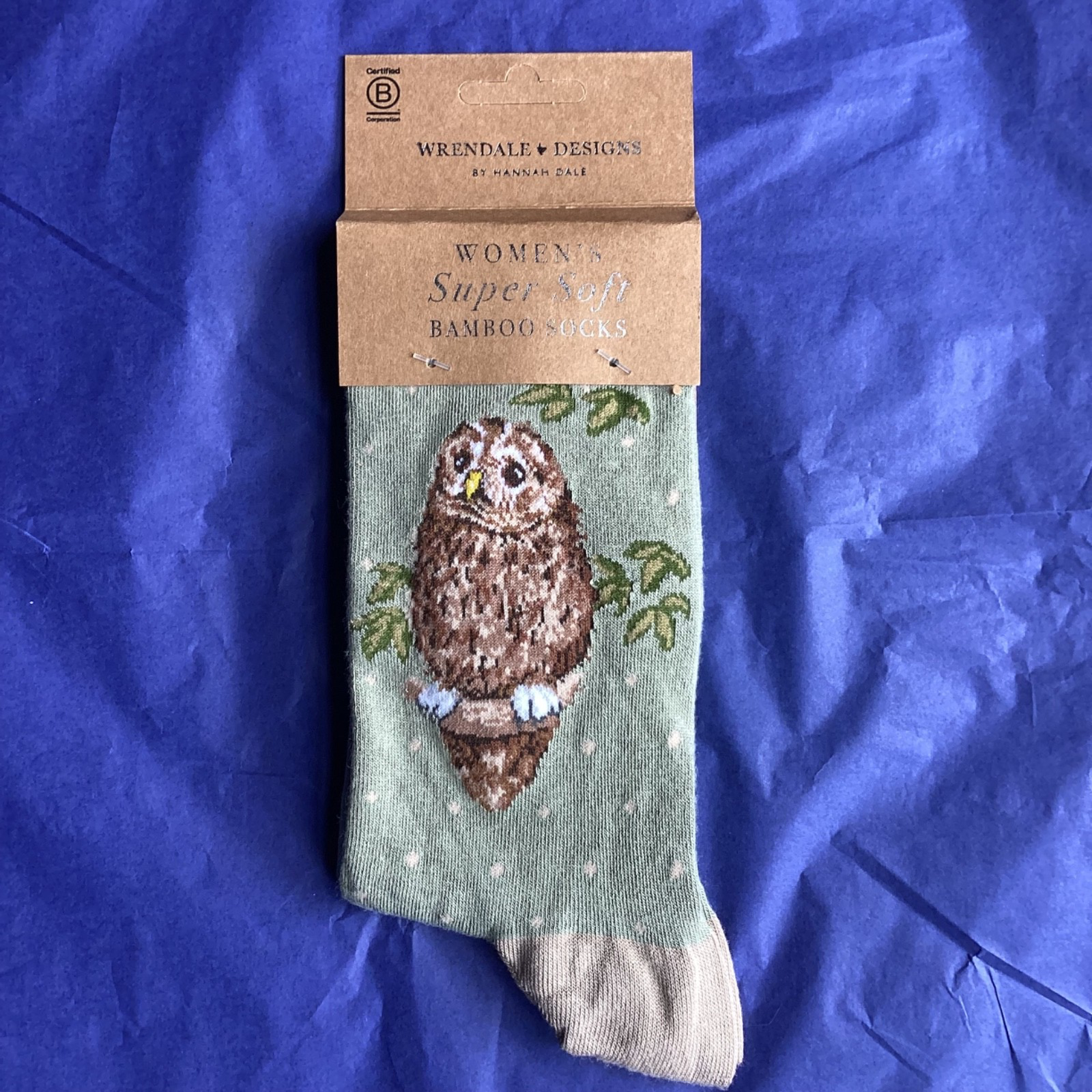 Wrendale Bamboo Socks ""TREETOPS"" (owl)FREE GIFT BAG