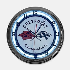 18 Chevrolet Corvette Metal Sign Designed White Neon Clock - Signbox-qln720365