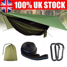Image of Camping Hammock With Canopy for Outdoor Garden Portable Double Swing Hanging Bed