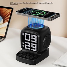 Pixel Bluetooth Speaker With Display And Wireless Charger