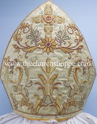 Bishop's Mitre with Embroidery Mitra METALLIC GOLD NEW