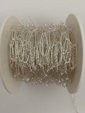 925 Sterling Silver White Longuette Long Oval Link Chain 17 5.6 mm - 1 Foot