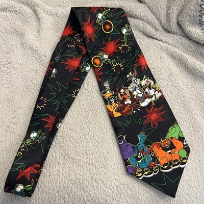 Michael Jordan Space Jam Warner Bros. Men's Tie Black Multicolor Characters