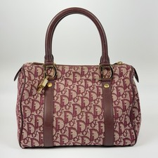 Borsa a mano originale Christian Dior 2002 Trotter Mini Boston tela bordeaux t55