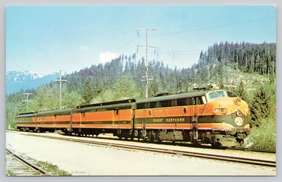 #ad Great Northern quot;The Cascadianquot; Train #6 Tacoma Spokane Route Chrome Postcard $4.75