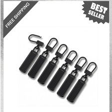 6PCS Zipper Pull Replacement Zinc Alloy Compact Clips For Clothing Jackets Bags