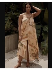 NWT $138 TK Anthropologie Floral Palm Print Flowy Strappy Resort Dress Sz M