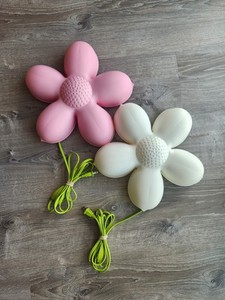 IKEA Smila Blomma Pink and White Flower Wall Lamp w/ Green Cord Pair