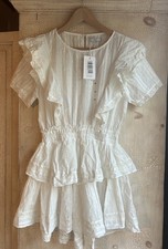 Aeris Lait White Ruffled Tier Mini Dress Medium NWT Love Shack Fancy Inspired