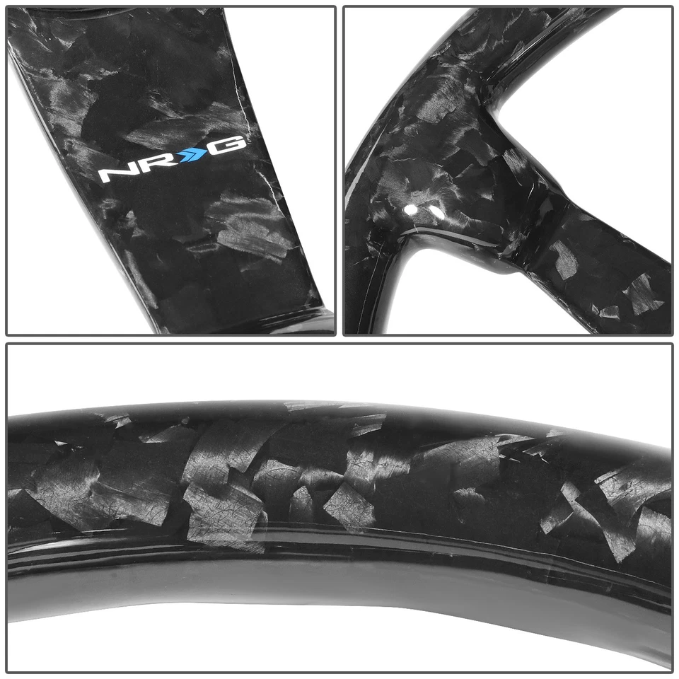 NRG 350MM 3" DEEP DISH 6-HOLE FORGED CARBON FIBER 3-SPOKE STEERING WHEEL BLACK - Image 3 of 4