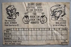 Original Vintage 1960's Marx Toy Rock Em Sock Em Robots Score Card Sheet