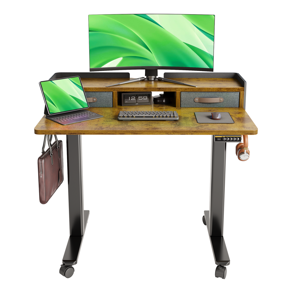 Innovar W-IV-SD-JZS Electric Standing Desk with Drawers, 63 Inch