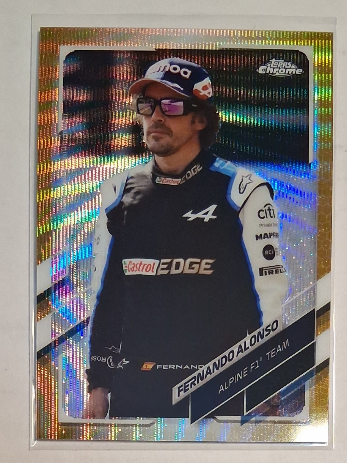 2021 Topps Chrome Formula 1 FERNANDO ALONSO Gold Wave Refractor F1 #/50