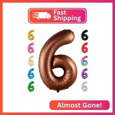 KatchOn Coffee Brown Number 6 Balloon 40 Inch