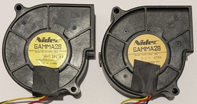2 X Nidec Gamma 28 Blower Fan - 2000 RPM - Long Leads with Connector  28 dBA
