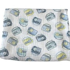 Aden  Anais Swaddle Blanket Radios Blue Yellow Cotton Muslin 42x37 OS
