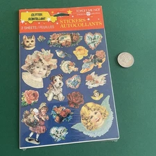Vintage American Greetings Stickers Victorian Roses Angels Valentines Glitter