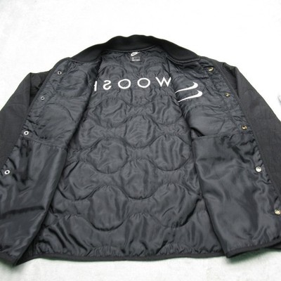 Vintage Nike Jacket Mens Small Black Double Swoosh Quilted