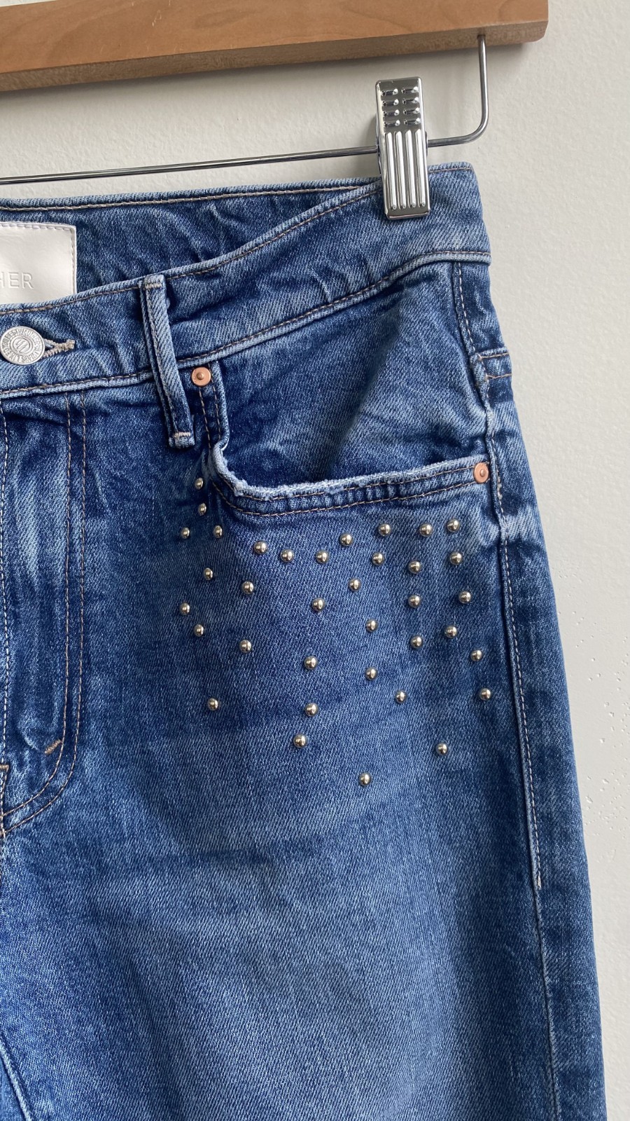 NWOT Mother Superior The Insider Flood Jean Size 29 Metal Magic Wash Stud Boot image 4