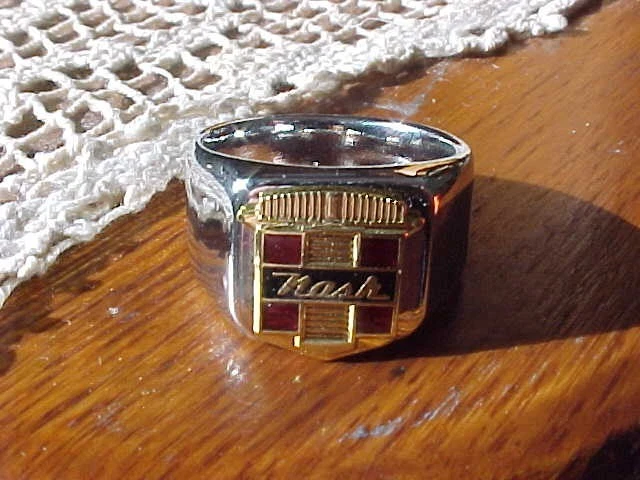 1950s NASH CREST LOGO SILVER CHROME RING #10 NOS HI- QUALITY CLASS STYLE - Image 1 of 4