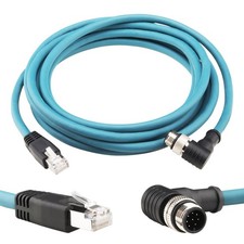 M12 RJ45 Ethernet Network Cable, M12 8 Pin A-Coded Male to RJ45 CAT6 High Spe...