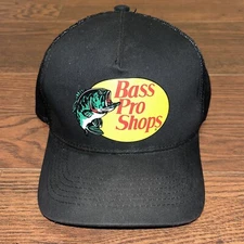 Bass Pro Shops Fishing Trucker Hat Mesh Cap Adjustable SnapBack Solid Black OSFM