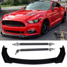 For Ford Mustang Gt Car Front Bumper Lip Chin Spoiler Splitter Strut Rods Black