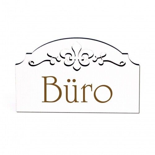Büro Türschild Schild Holz graviert Ornamente selbstklebend Vintage Deko 15x9cm - Bild 1 von 3