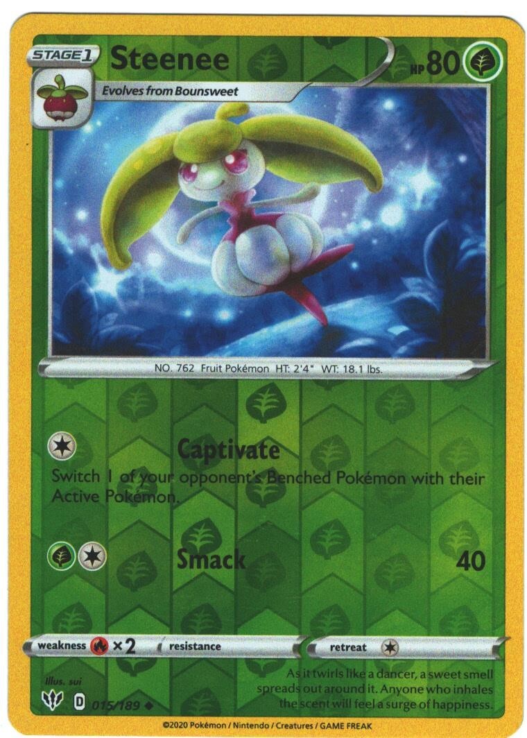 Steenee 15/189 Darkness Ablaze Reverse Holo Uncommon Pokemon Card Pokémon 015