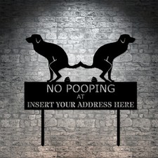 Personalized No Dog Pooping Garden Metal Sign. Customizable Dog Yard Sign Gift