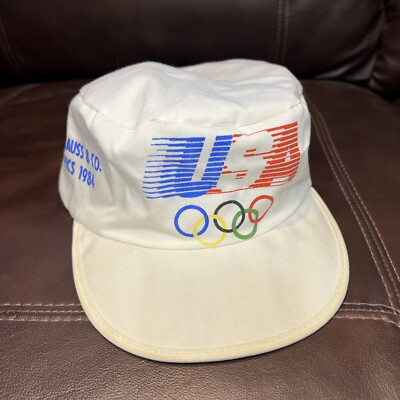 VINTAGE 1984 USA Olympics Cadet Cap  Levi Strauss & Co Painters Hat  7 1/8-7 5/8