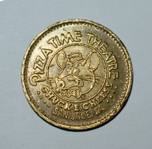 155x. CHUCK E. CHEESE PIZZA TIME THEATRE, CITY TOKEN, SAN JOSE, CA 1981, BRASS
