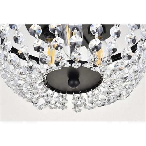 Elegant Lighting Cora 10" Iron and Crystal Flush Mount in Black - Picture 5 of 8