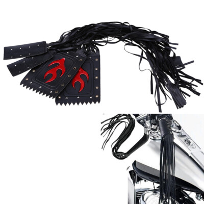 PU Leather Motorcycle Handlebar Grip Covers – Fringe Flame Design – Fit Harley & Most Bikes