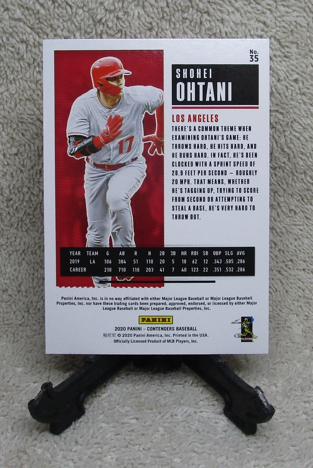 SHOHEI OHTANI 2020 Panini Contenders PURPLE FOIL Card #35 DODGERS WORLD SERIES - Image 2 of 2