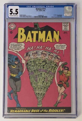 Batman #171 (1965) CGC 5.5 - First SA Riddler!  OWW Pages - Picture 1 of 2