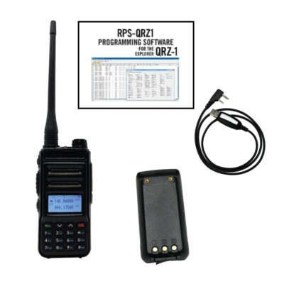 Explorer QRZ-1 HT Radio w/ Prog. Software/Cable and USB-C Direct-Charge Battery