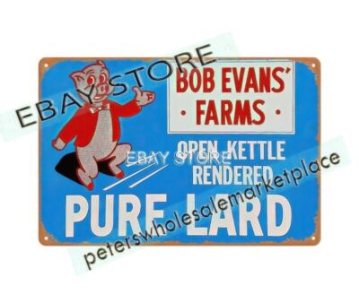 pure lard pig hog swine farm pork meat livestock metal tin sign old retro signs