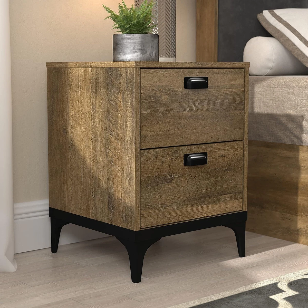 Black brown outlet bedside table