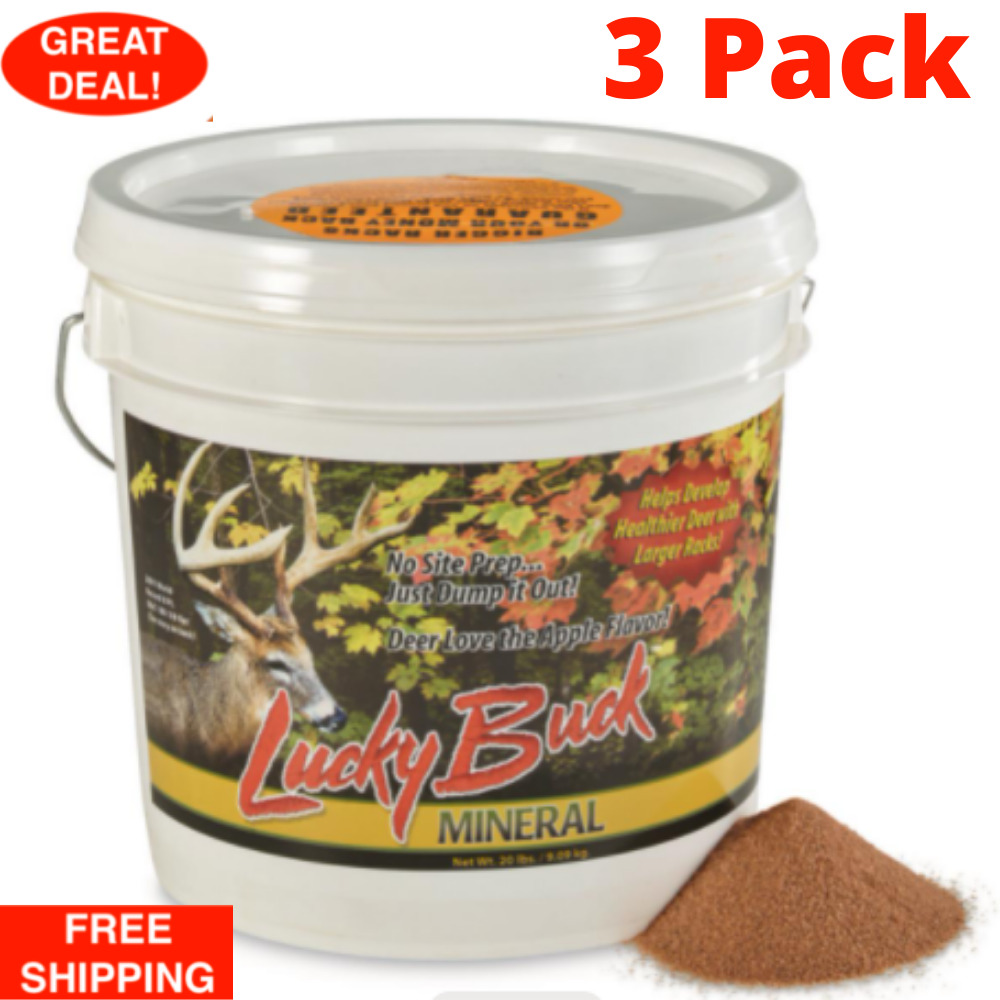 3 Pack Lucky Buck Mineral Supplement Hunting Deer Feeder Mineral Attractant