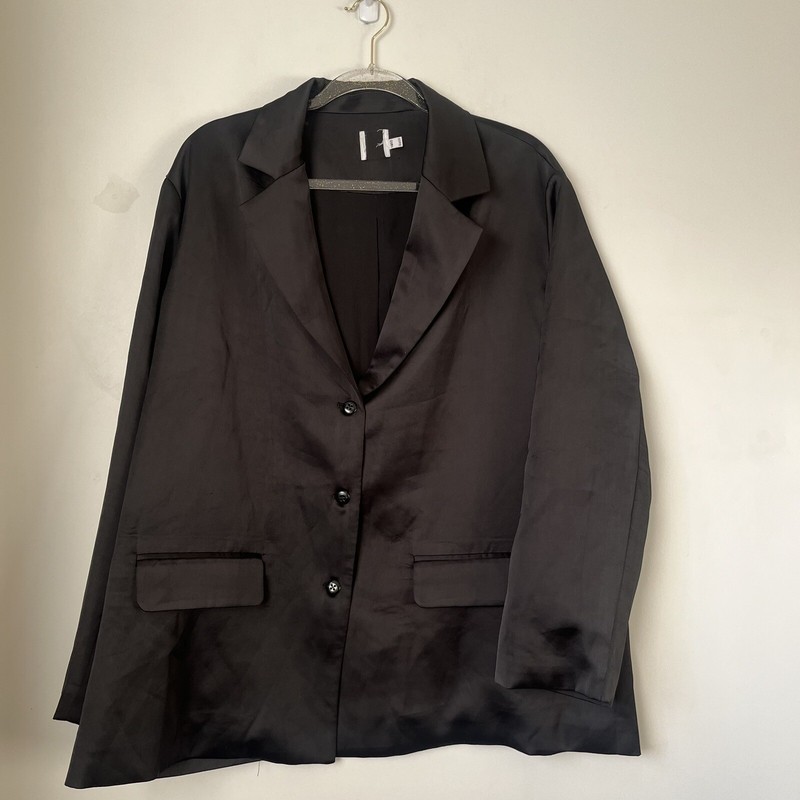 Princess Polly Toddy Black Satin Relaxed Fit Blazer 10