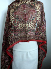 Vintage Ultra-Light Pure Silk Chiffon Oblong Sudna Made in India scarf 66"x20"