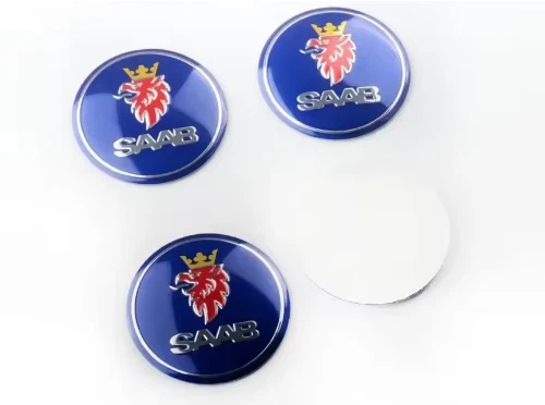 4x Cubierta de placa de rueda de tapa central de aluminio Saab 56 mm con logotipo 9-3 9-5 900 9000 Foto 2 de 4