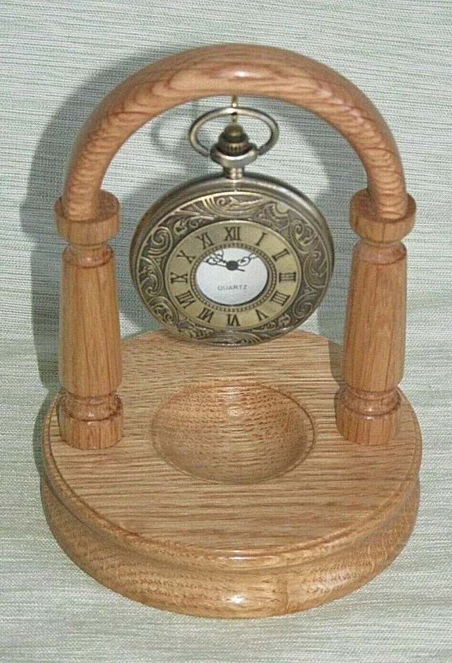 WOODEN POCKET WATCH STAND DISPLAY HOLDER HANGER in DARK OAK LIGHT OAK MAHOGANY - Image 3 of 3