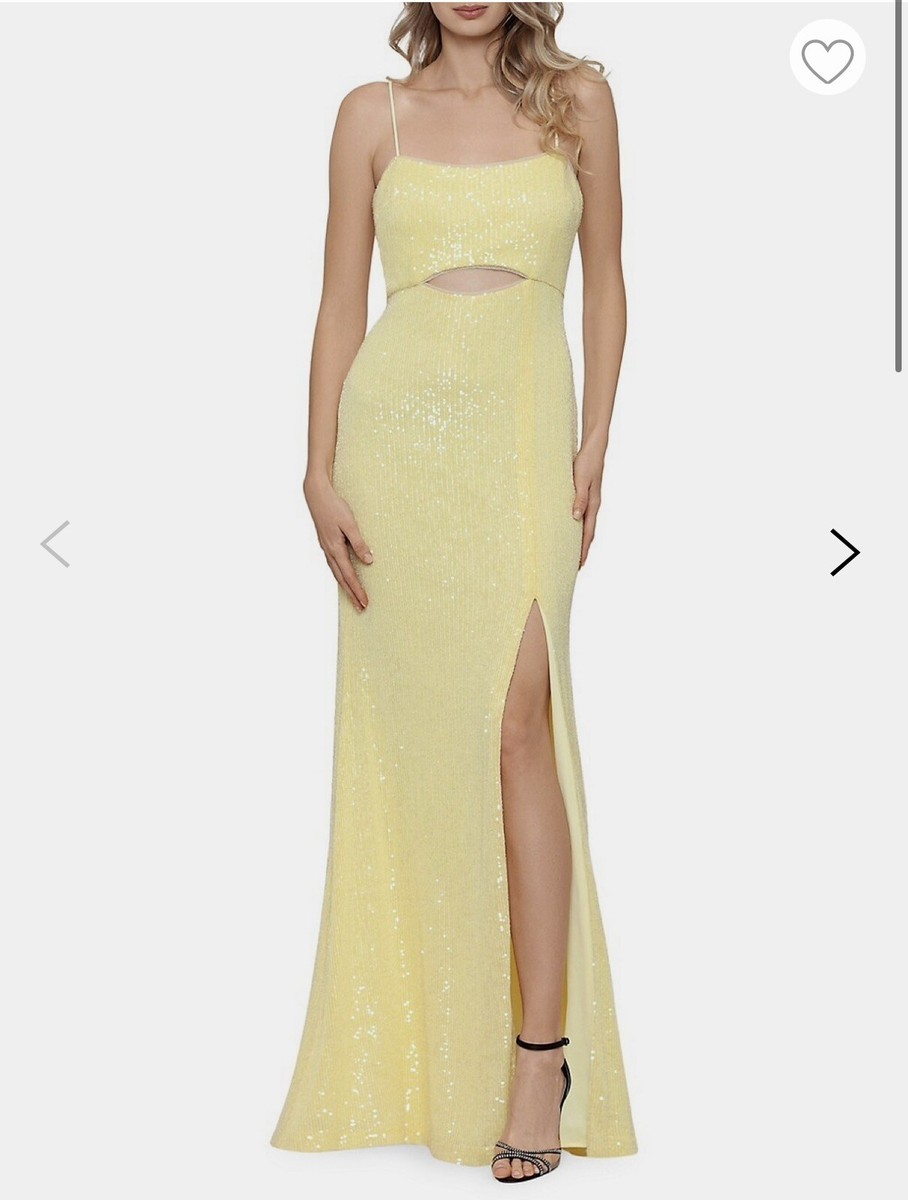 Yellow Sequinned Cutout-Front Gown xscape | eBay Yellow Sequinned Cutout-Front Gown xscape | eBay