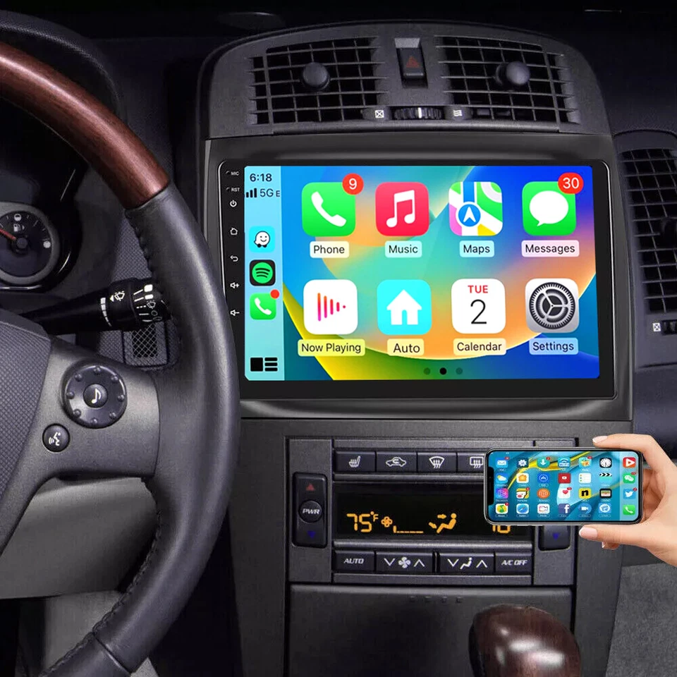 10''Android 14 Carplay Car Stereo Radio GPS Navi 4+64GB For 2003-07 Cadillac CTS Foto 2 de 4